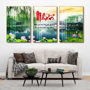 Tranh treo tường phong cảnh và chữ nhẫn