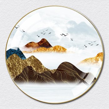 Tranh Tròn Tráng Gương Núi Nghệ Thuật Tối Giản