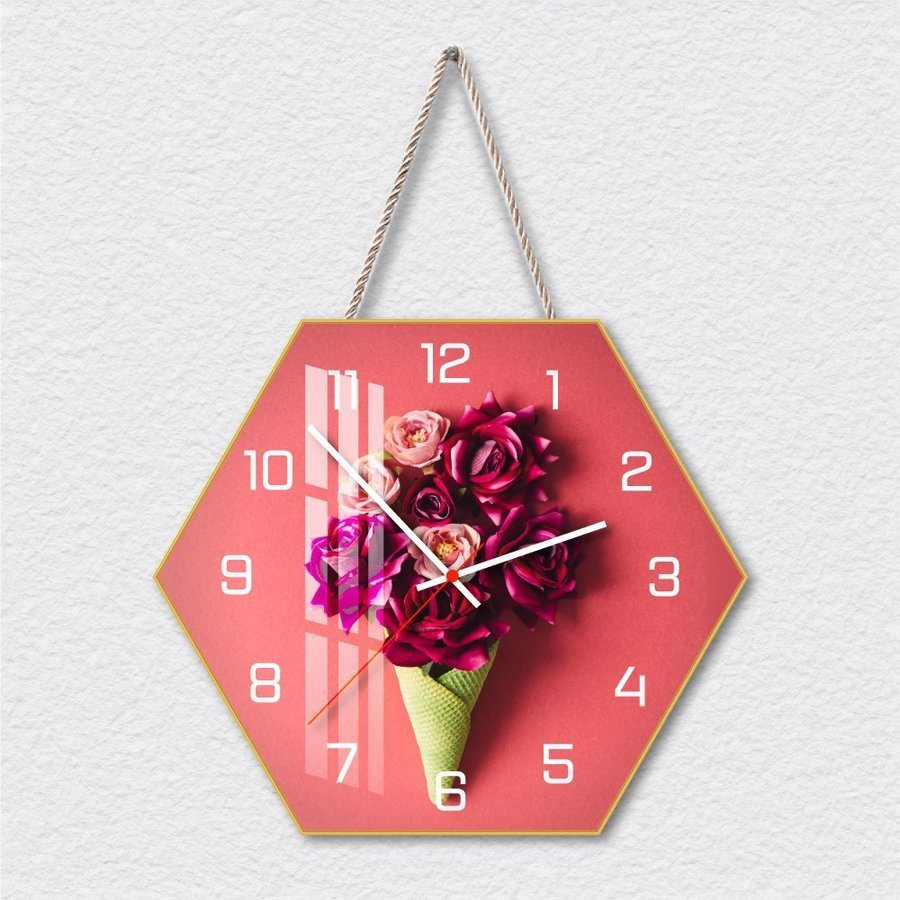 Tranh Đồng Hồ Hoa Hồng Rực Rỡ
