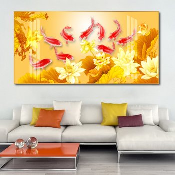 Tranh Cửu Ngư Quần Hội Bên Hoa Sen 2