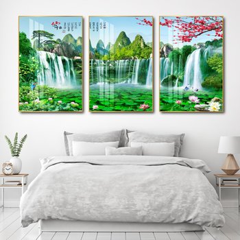 Tranh Treo Tường Thác Nước Và Hồ Sen