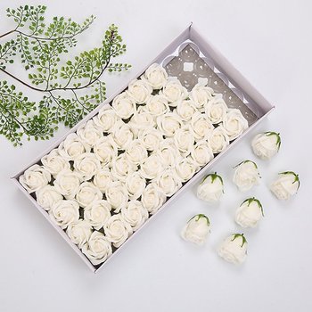 Hộp hoa hồng sáp thơm màu kem hộp 50 bông