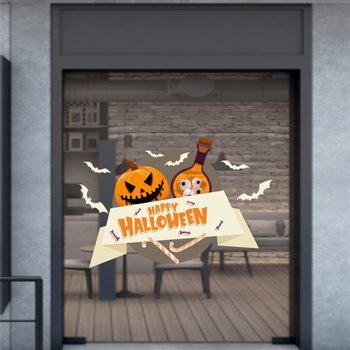 Decal trang trí halloween bí ngô và lọ thuốc kì quái