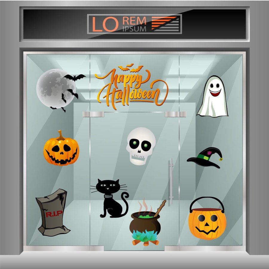 Decal trang trí Halloween combo lễ hội kinh dị