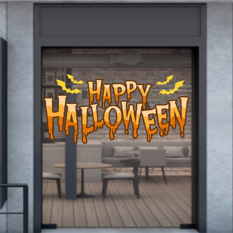 Decal trang trí halloween happy halloween và dơi