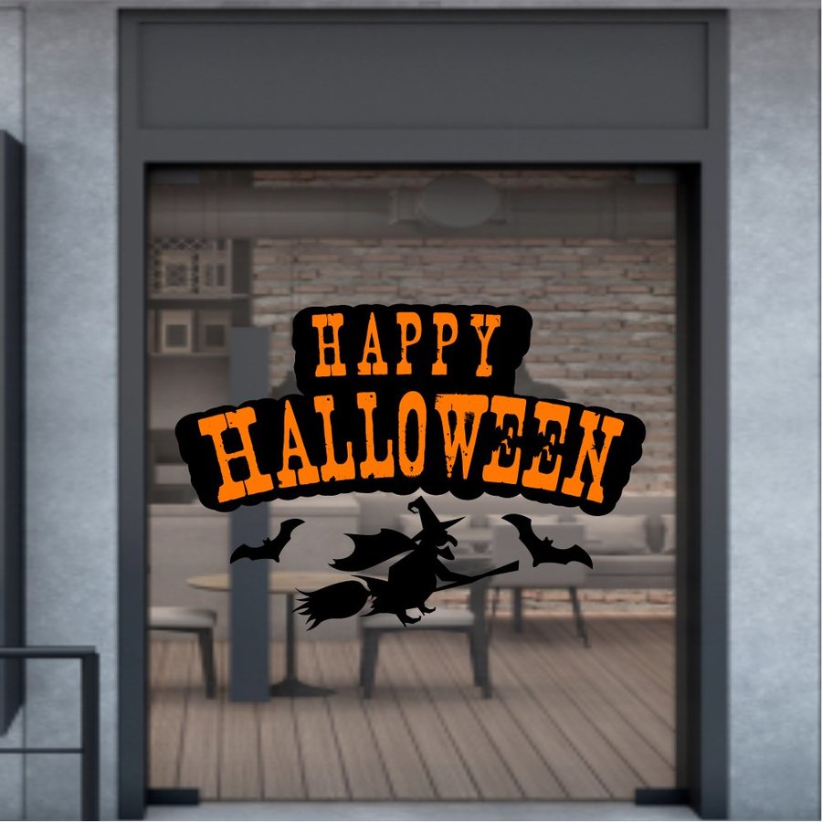 Decal trang trí halloween phù thủy bay