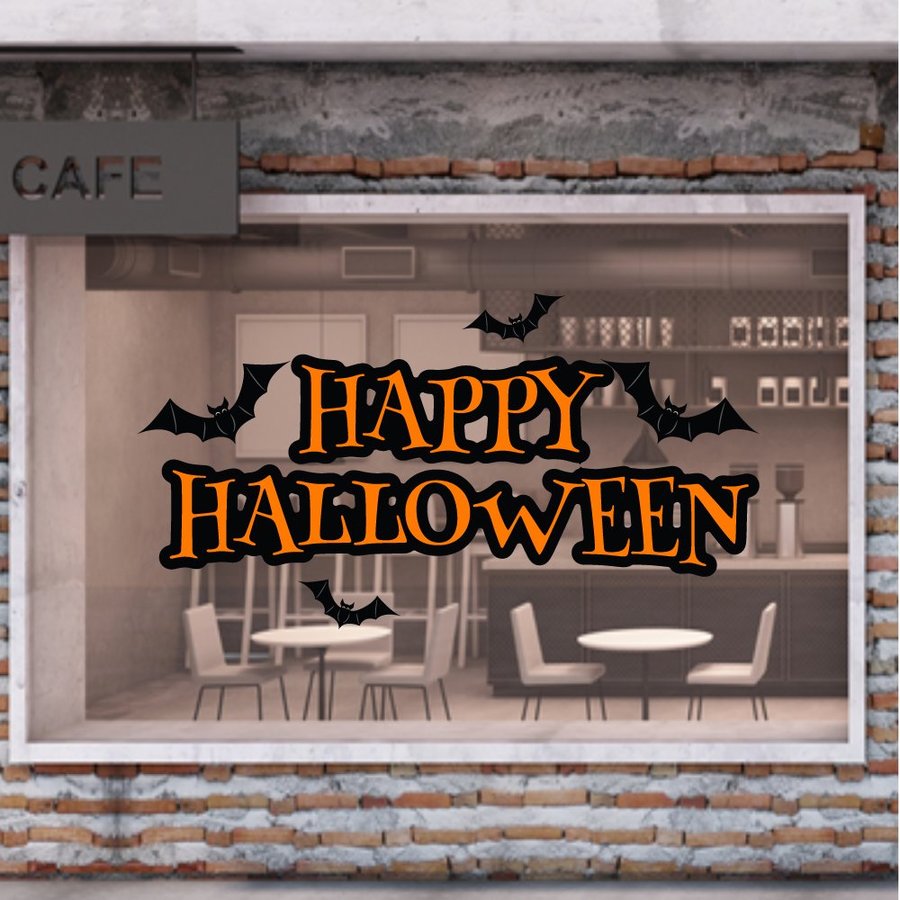 Decal trang trí halloween và dơi đen