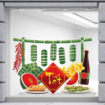 Decal trang trí tết hương vị ngày tết