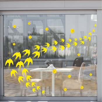 Decal trang trí tết én vàng đón xuân mẫu 3