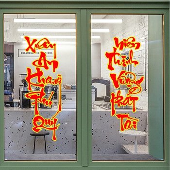 Decal trang trí tết xuân an khang phú quý niên thịnh vượng phát tài