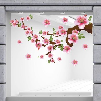 Decal trang trí tết cành đào hồng khoe sắc 2