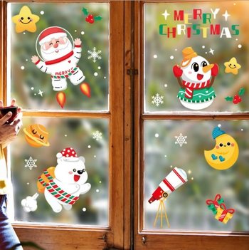 Decal tĩnh điện 2 mặt trang trí noel những người bạn giáng sinh 2