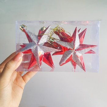 Hộp ngôi sao đỏ kim tuyến treo trang trí noel