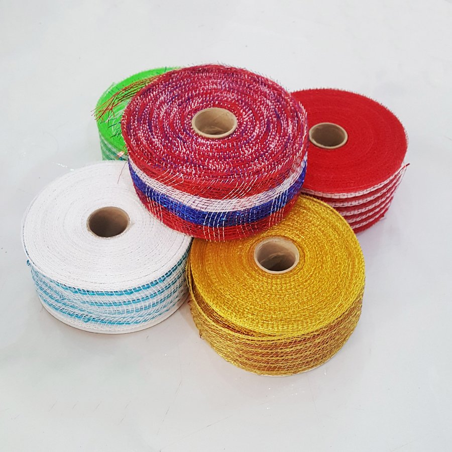 Cuộn 25m mét ruy băng lưới kim tuyến phụ kiện trang trí đồ handmade