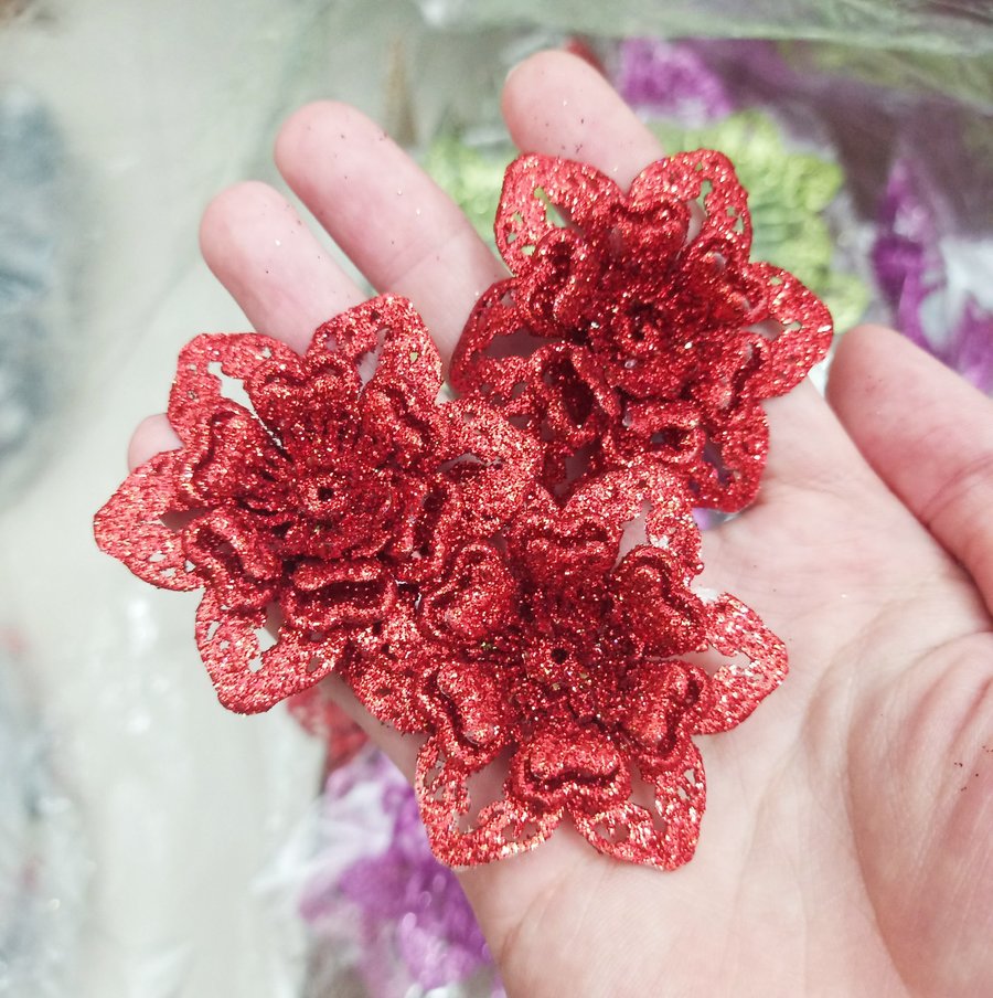 Hoa trạng nguyên sắc đỏ mini trang trí noel 4cm