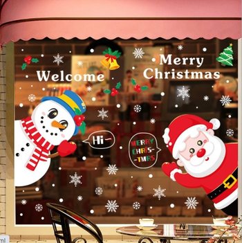 Decal tĩnh điện 2 mặt trang trí noel người tuyết và ông già noel 4