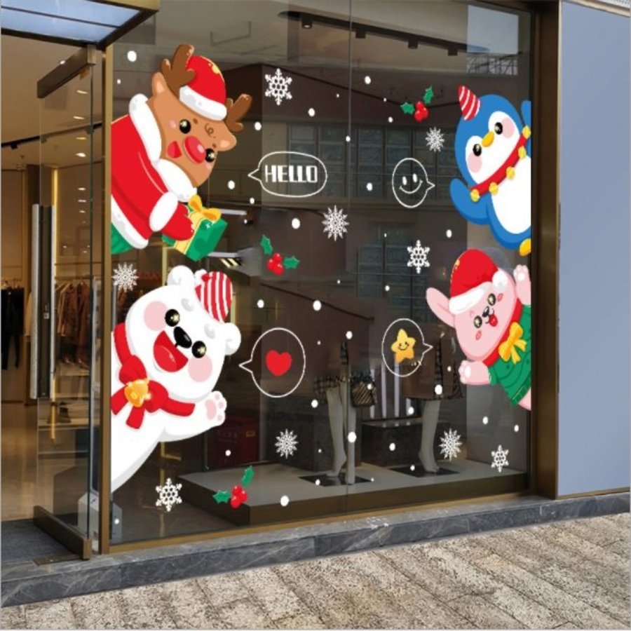 Decal tĩnh điện 2 mặt trang trí noel những người bạn noel 3