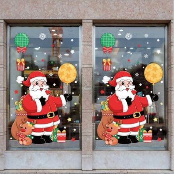 Decal trang trí noel ông già noel và bóng bay