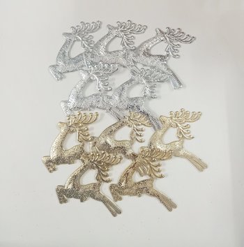 Set 5 con tuần lộc tuyết trắng bạc trang trí noel