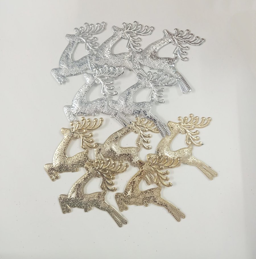 Set 5 con tuần lộc tuyết trắng bạc trang trí noel