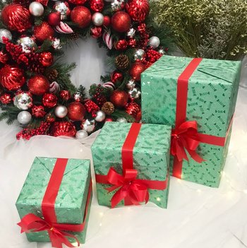 Set 3 Hộp Quà Tặng Họa Tiết Trang Trí Noel