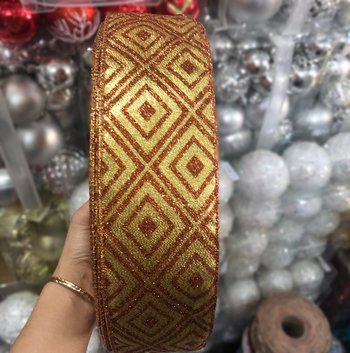 Cuộn ruy băng 10 mét họa tiết vàng cam