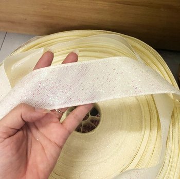 Cuộn ruy băng lưới phủ kim tuyến trang trí noel