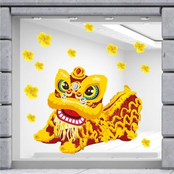 Decal Trang Trí Tết lân vàng tài lộc