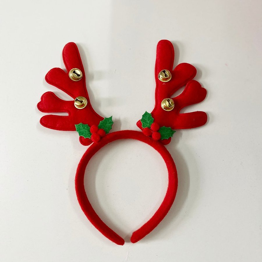 Băng đô tuần lộc đỏ kèm chuông và chùm dâu đỏ