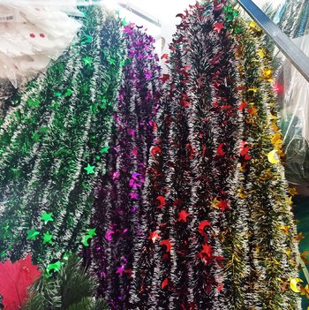 Dây chồn kim tuyến xanh lá phũ tuyết 2 mét trang trí noel