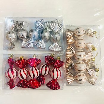 Đồ trang trí hộp kẹo sọc 5 cái treo cây thông