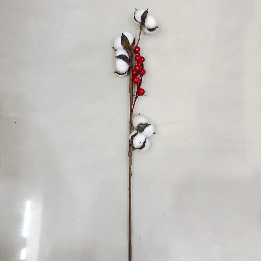 Cành hoa bông gòn và trái cherry trang trí