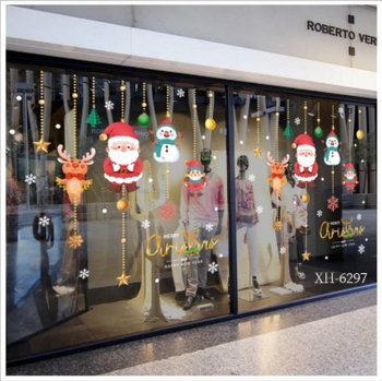 Decal trang trí noel dây treo ông già noel và những người bạn 2