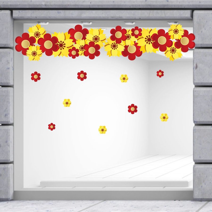 Decal trang trí tết dây hoa treo