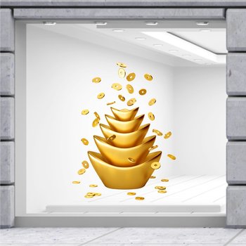 Decal trang trí tết tháp tiền vàng