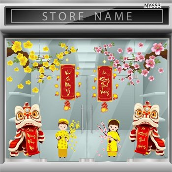Combo decal trang trí tết Vạn Sự Như Ý - An Khang Thịnh Vượng