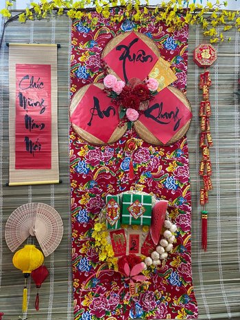 Mành tre trang trí tết xuân an khang