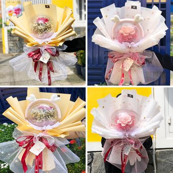 Hoa baby khô sáp thơm bong bóng kèm băng đô và đèn led