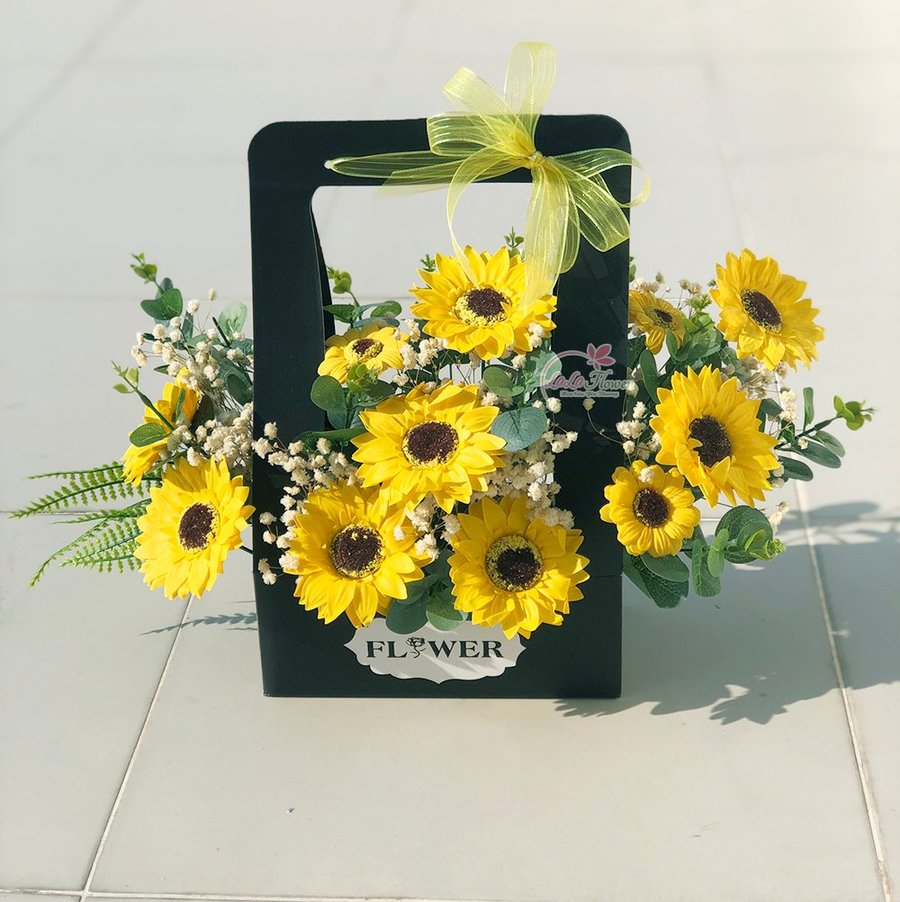 Giỏ hoa sáp hướng dương niềm tin