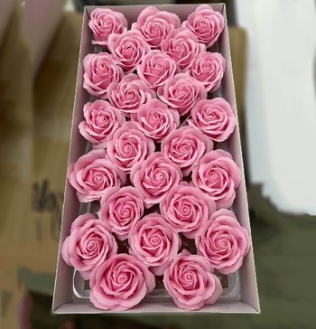 Hộp đầu hoa sáp 25 bông 5 lớp Hồng Pastel