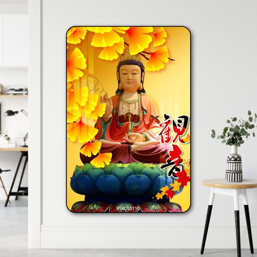 Tranh treo tường phật quan âm bồ tát ngồi đài sen 01