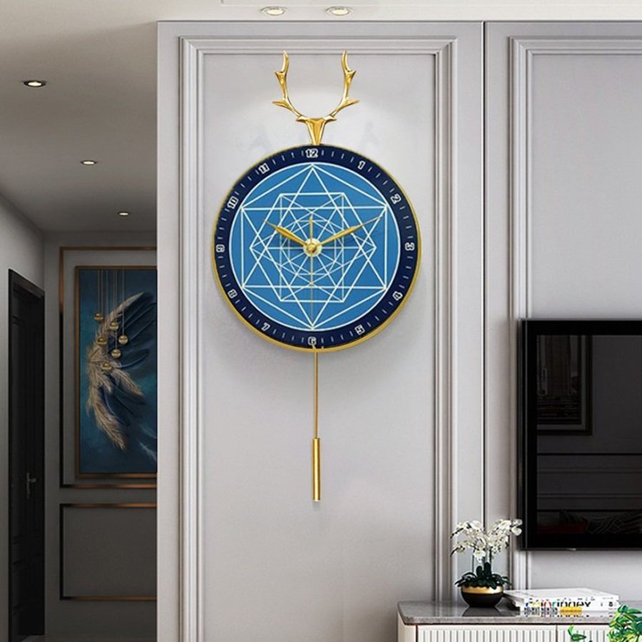 Đồng hồ treo tường đính đá sừng hươu