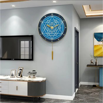 Đồng hồ treo tường đính đá tròn họa tiết