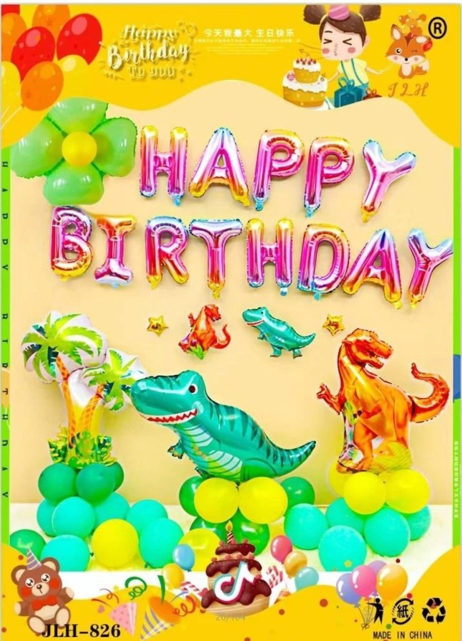 Set Bong Bóng Trang Trí Sinh Nhật HappyBirthday khủng long