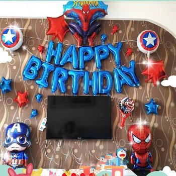 Set Bong Bóng Trang Trí Sinh Nhật HappyBirthday siêu anh hùng