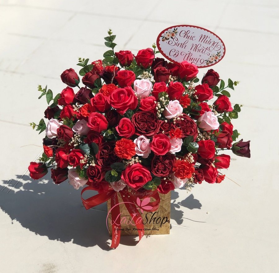 Lẵng Hoa Sáp Để Bàn Chúc Mừng Khai Trương Tân Gia