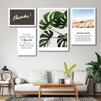 Bộ 4 tranh nghệ thuật treo tường cây lá và chữ