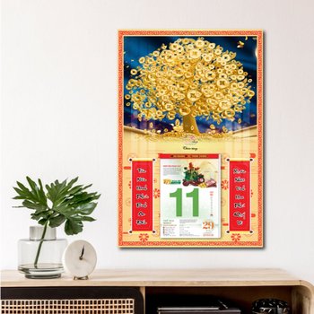 Lịch treo tường cây đồng tiền vàng