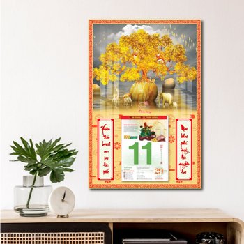 Lịch treo tường cây vàng và nai vàng