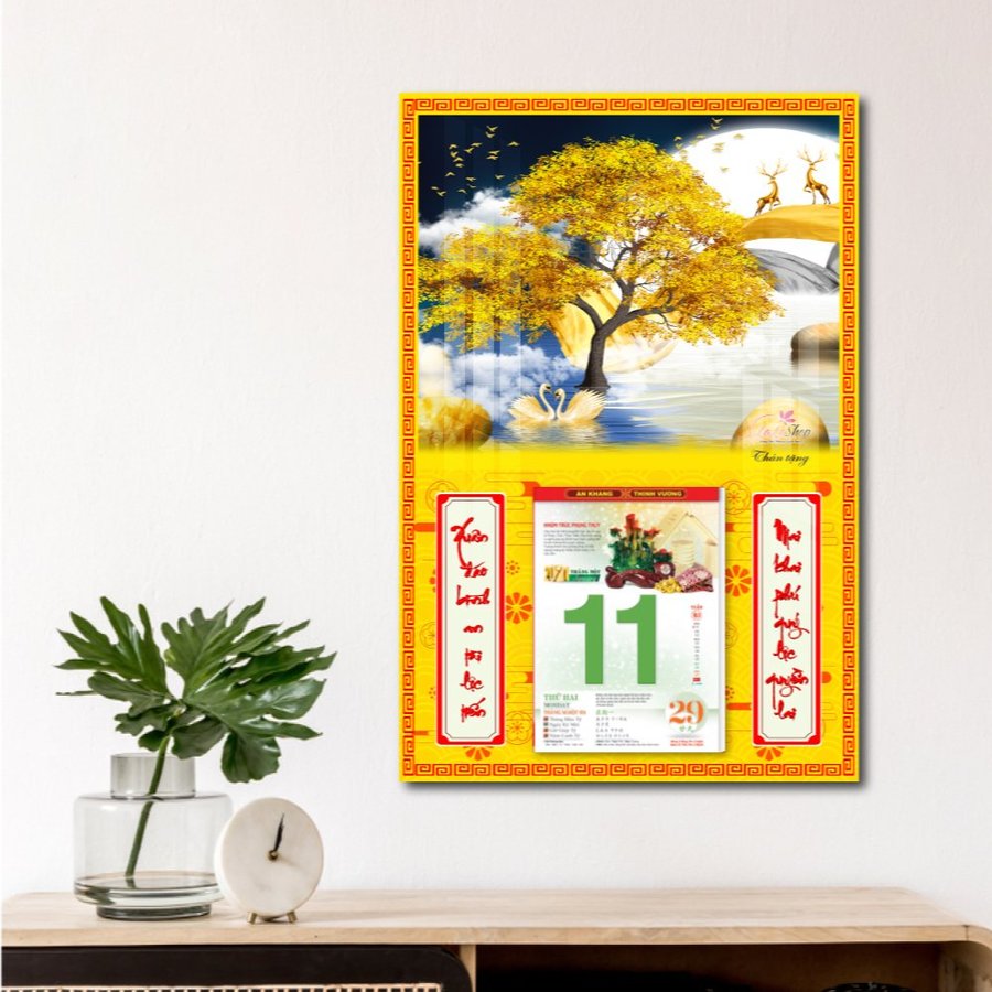 Lịch treo tường rừng vàng và trăng đêm